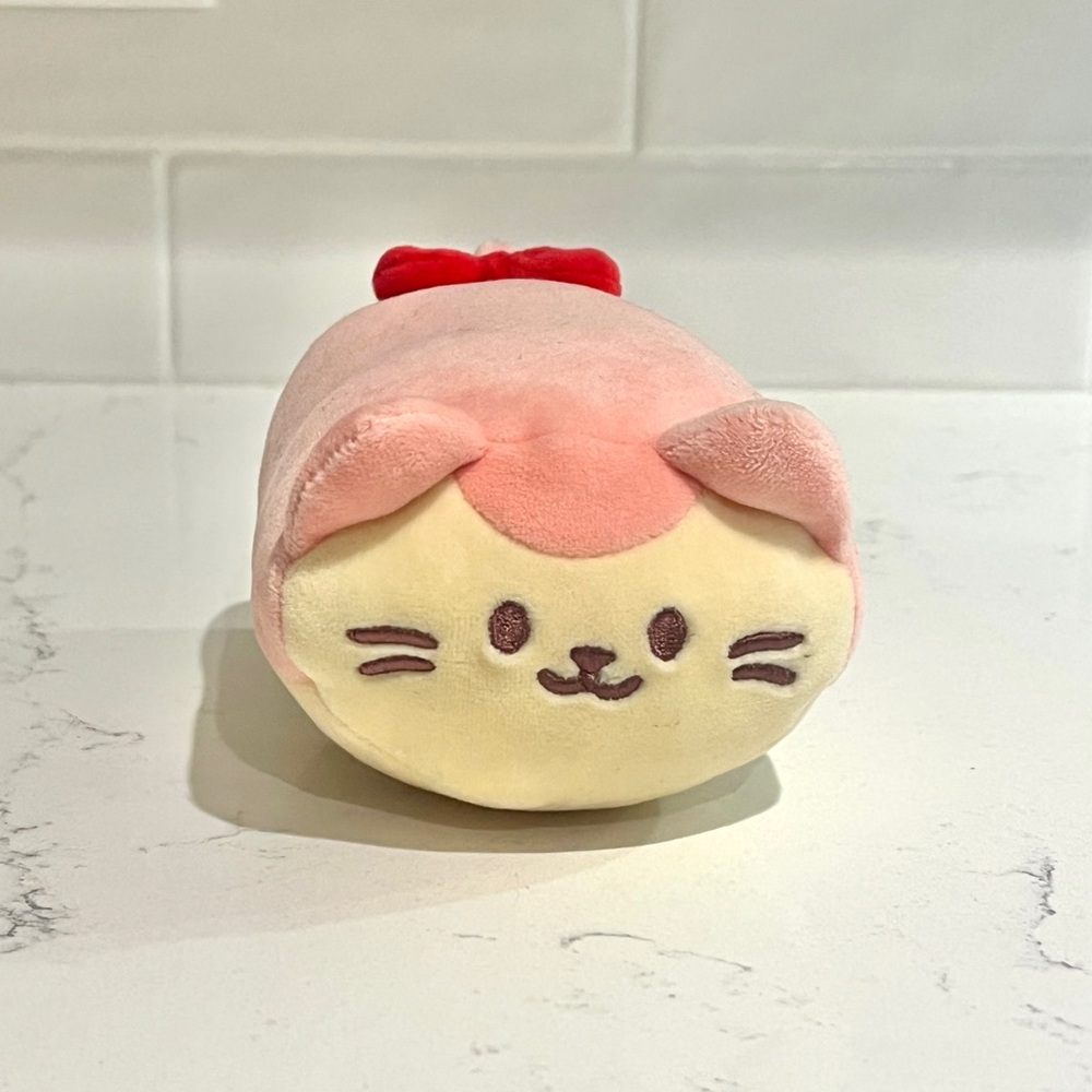 Anirollz Kittiroll Squishy 4.5 Inch Plush Pink White Cat Sensory Gift